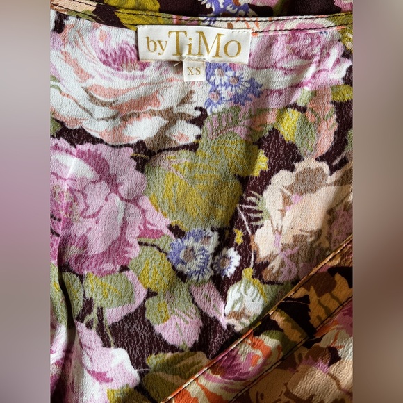 BY TIMO Maroon and pink floral ruched maxi dress size XS.‎ - Picture 12 of 16